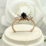 1.5ct Engagement Ring Marquise Black Diamond Leaf Accent 14k Rose Gold Finish