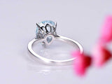 1.5ct Pear Cut Blue Aquamarine Solitaire with Accents Ring 14k White Gold Finish