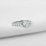 1.8ct Round Cut Diamond Engagement Ring Accents Solitaire 14k White Gold Finish