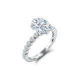 Solitaire with Round Accents Ring 2.25ct Oval Cut Diamond 14k Yellow Gold Finish