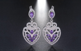 5ct Marquise Cut Purple Amethyst Unique Design Drop Earrings 14k White Gold Over