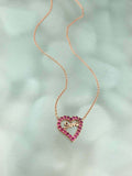 1.2ct Round Cut Pink Ruby Pendant Heart Love Valentine Gift 14k Rose Gold Finish