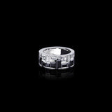 Asscher Baguette Black Diamond Half Eternity Wedding Band 14k White Gold Over