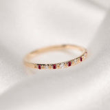 0.6ct Round Cut Pink Ruby Wedding Band Ring Anniversary 14k Yellow Gold Finish