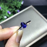 1ct Oval Blue Sapphire Engagement Ring Solitaire Minimalist 14k White Gold Over