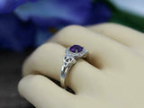 2.3ct Round Cut Purple Amethyst Halo Celtic Trinity Ring 14k White Gold Finish