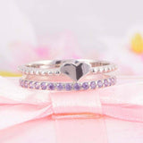 1.2ct Round Purple Amethyst Heart Split Band Engagement Ring 14k White Gold Over