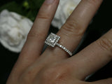 1ct Princess Cut Diamond Halo Solitaire Engagement Ring 18k White Gold Finish