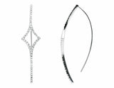 0.6ct Round Cut VVS1D Diamond One Row Threader Hoop Earrings 14k White Gold Over