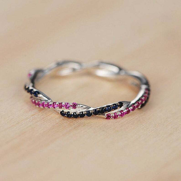 1ct Round Cut Sapphire Pink Ruby Engagement Ring Infinity 14k White Gold Finish