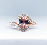 2.5Ct Oval Cut Peach Morganite Swirl Twist Engagement Ring 14K Rose Gold Finish