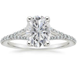 4Ct Oval Cut Diamond Split Band Solitaire Engagement Ring 18K White Gold Finish