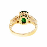 3.2ct Oval Cut Green Emerald Pear Accents Trilogy Ring 14k Yellow Gold Over