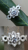 Flower Infinity Engagement Ring 1.9ct Round Cut Diamond 14k White Gold Finish