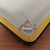 1ct Engagement Ring Oval Cut Peach Morganite Twist Swirl 14k White Gold Finish