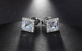 1.7ct Asscher Cut VVS1D Diamond Halo Design Stud Earrings 14k White Gold Finish