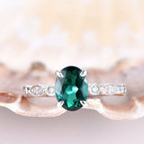 1ct Oval Cut Green Emerald Solitaire Engagement Ring 14k White Gold Finish