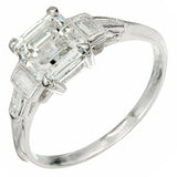 1.5ct Asscher Cut Diamond Engagement Ring Art Deco Solitaire 14k White Gold Over