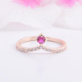 1.2ct Round Cut Pink Ruby Engagement Ring Curved Shape 14k Rose Gold Finish