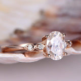 Accents Solitaire Engagement Ring 1ct Oval Cut Diamond 14k Rose Gold Finish