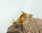 1ct Engagement Ring Oval Cut Yellow Citrine Bypass Solitaire 14k YellowGold Over