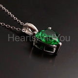 1ct Heart Simulated Emerald Solitaire Pendant 14k White Gold Plated NO CHAIN