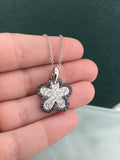 1.5ct Round Cut Black & White Diamond Flower Pendant Chain 14k White Gold Finish