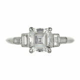 1.5ct Asscher Cut Diamond Engagement Ring Art Deco Solitaire 14k White Gold Over