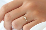 Thin Minimalist Engagement Ring 1ct Baguette Cut Diamond 14k Yellow Gold Finish