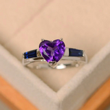 1ct Heart Cut Purple Amethyst Engagement Ring 14k White Gold Finish Three Stone