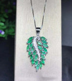 3ct Green Emerald Pendant Marquise Cut Leaf Cocktail 14k WhiteGold Over NO CHAIN