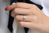 Halo Promise Engagement Ring 1.5ct Emerald Cut Diamond 14k White Gold Finish