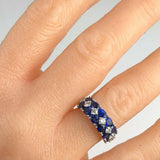 4ct Oval Cut Blue Sapphire Wedding Band Ring Trendy Design 14k White Gold Finish