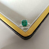 2ct Engagement Ring Green Emerald Cut Braided Shank Solitaire 14k WhiteGold Over