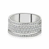 5Ct Round Cut Diamond Five Row Cluster Split Wedding Band 14K White Gold Finish