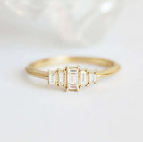 1.2ct Baguette Cut Diamond Engagement Ring 14k YellowGold Finish Five Stone Step