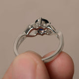 1.5ct Round Cut Blue Sapphire Engagement Ring 14k White Gold Finish Infinity