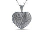 2ct Diamond Round Cut Brilliant Puff Heart Pendant with Chain 14k WhiteGold Over