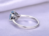 0.7ct Oval Cut Blue Aquamarine Engagement Ring Solitaire 14k White Gold Finish