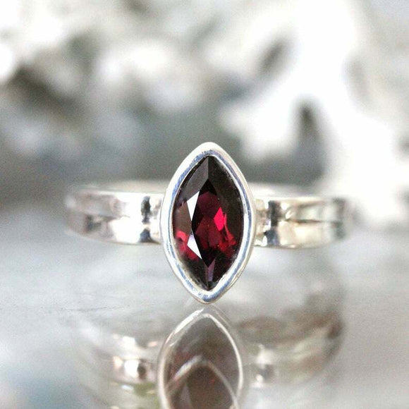 1ct Marquise Pink Ruby Engagement Ring Bezel Set Solitaire 14k White Gold Finish