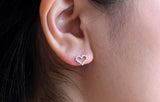 Heart Daily Wear Stud Earrings 0.32ct Round Cut Diamond 14k White Gold Finish