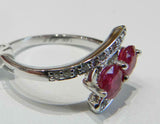 2ct Engagement Ring Round Cut Pink Ruby Two Stone Bypass 14k White Gold Finish