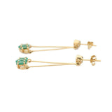 2ct Drop Earrings Oval Cut Green Emerald Dangling 14k Yellow Gold Finish