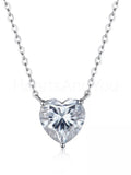 1ct Heart Cut Simulated Diamond Solitaire Pendant Chain 14k White Gold Plated