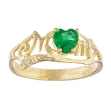 1ct Engagement Ring Heart Cut Green Emerald Mom Mothers Day 14k Yellow Gold Over