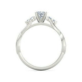 2Ct Cushion Cut Diamond Split Shank Petite Engagement Ring 14K White Gold Finish