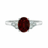 1.5Ct Oval Cut Red Garnet Engagement Ring 14K White Gold Finish Diamond Accents