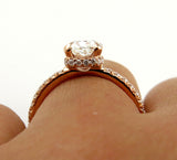 4Ct Cushion Cut Diamond Accent Hidden Halo Engagement Ring 14K Rose Gold Finish