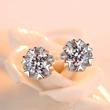 2ct Round Cut VVS1D Diamond Snowflake Design Stud Earrings 14k White Gold Finish