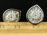 0.5ct Round Baguette Cut Diamond Halo Stud Earrings Women 14k White Gold Finish